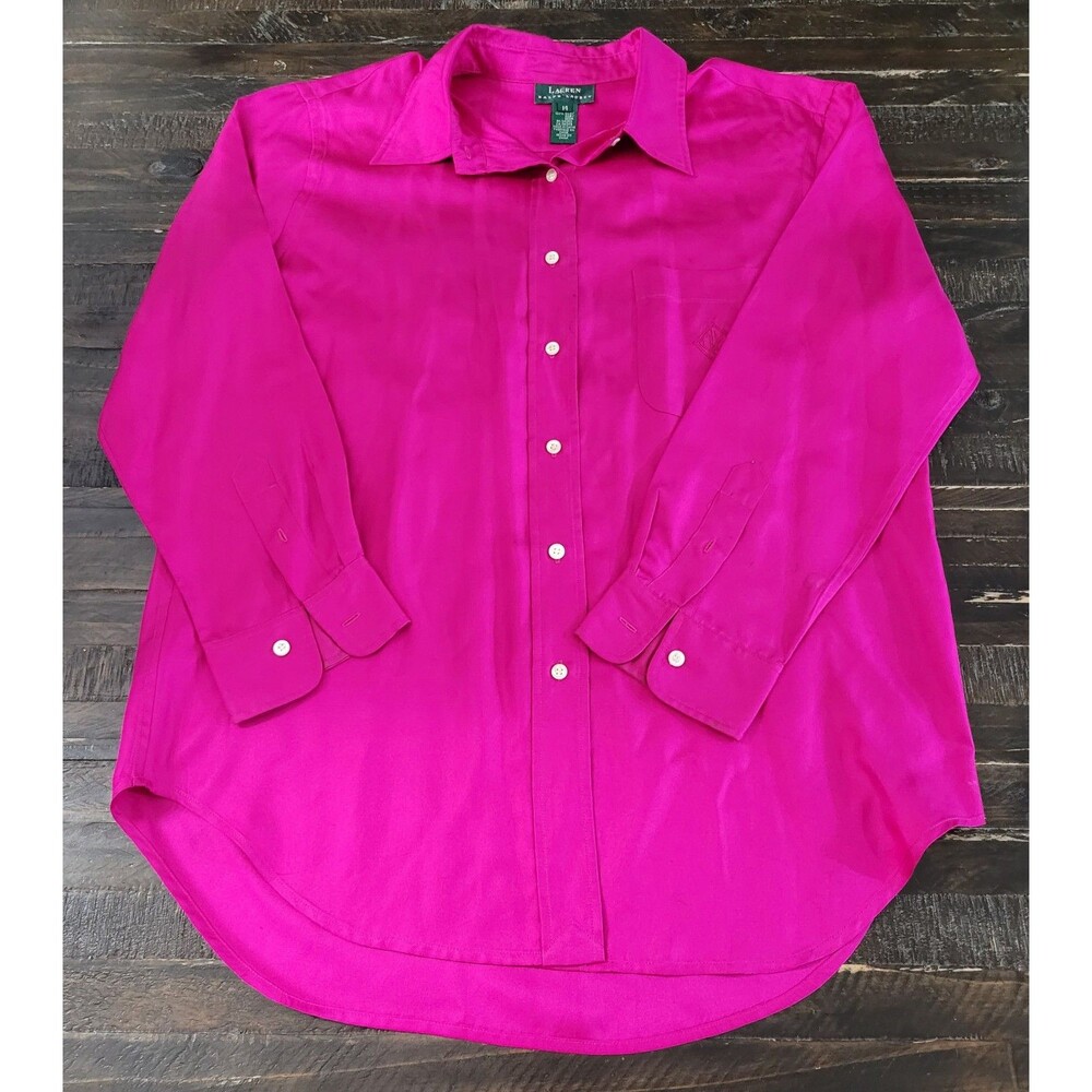 Lauren Ralph Lauren 100% Silk Blouse Women’s Size 14 Elegant Lightweight Top